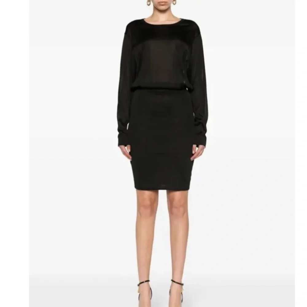 Saint Laurent Open-Back Knit Dress Boat Neck Pencil Skirt size large - Picture 7 of 16